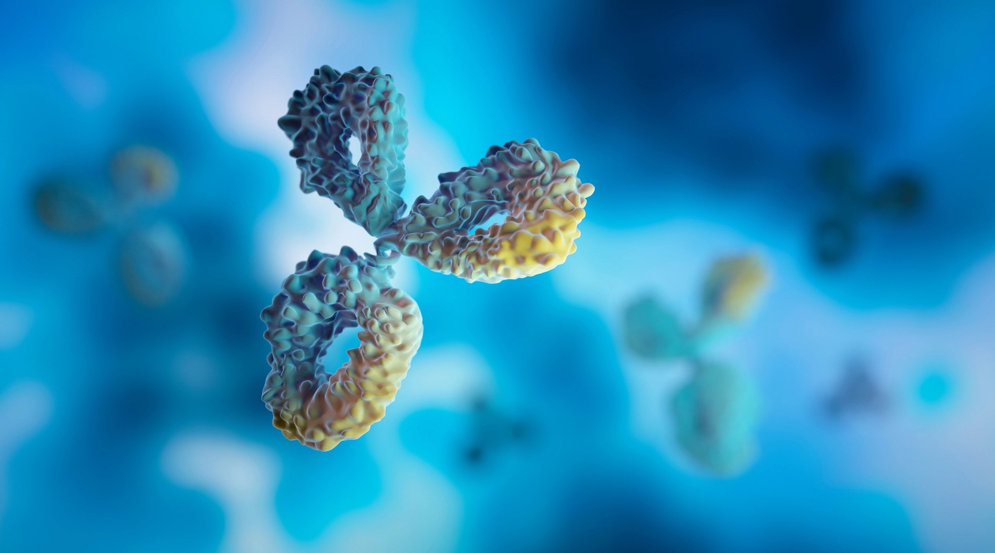 Biosimilar molecule on blue background