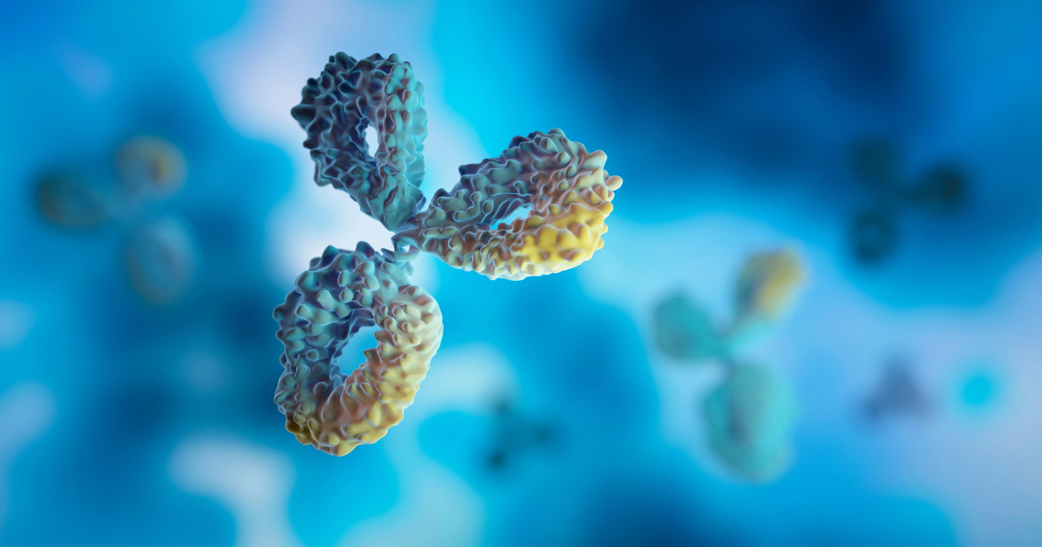 Biosimilar molecule on blue background