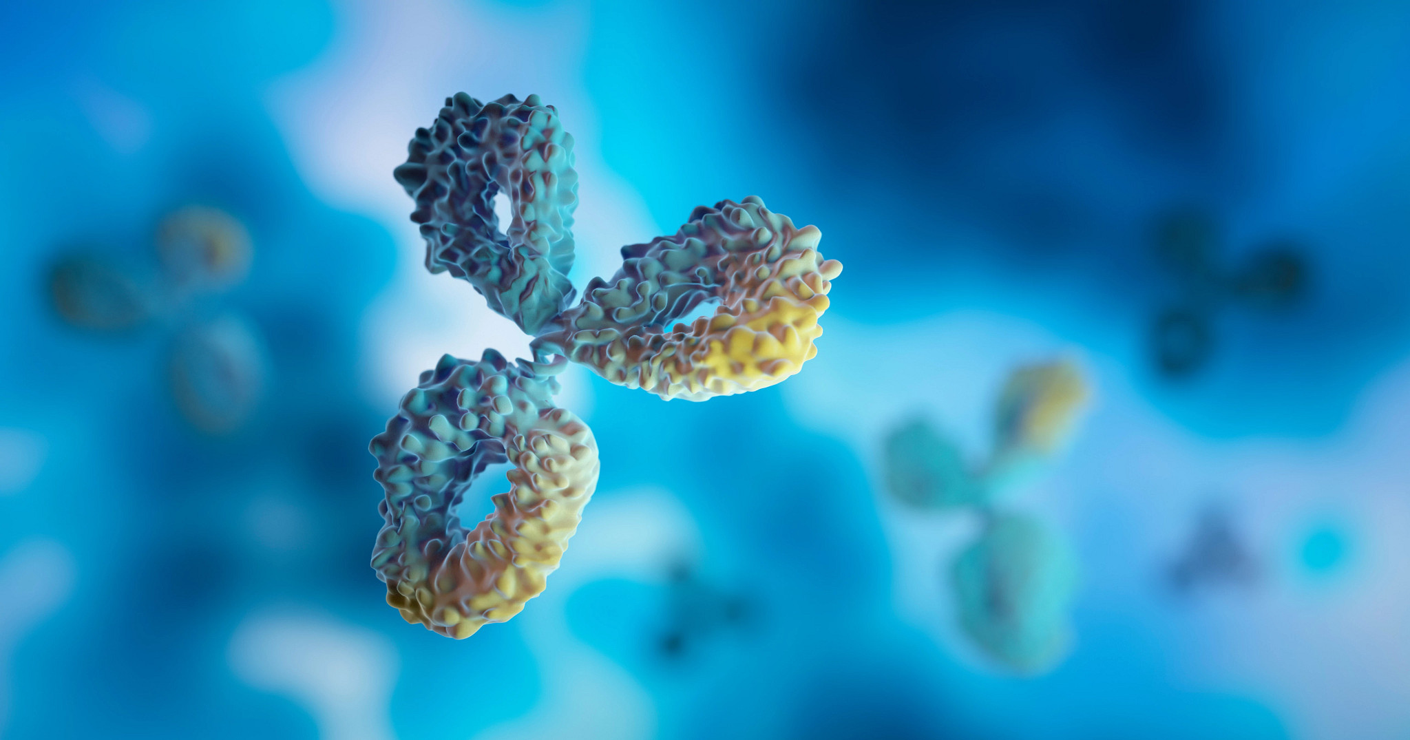 Biosimilar molecule on blue background