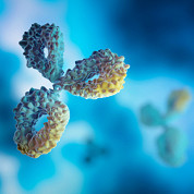 Biosimilar molecule on blue background