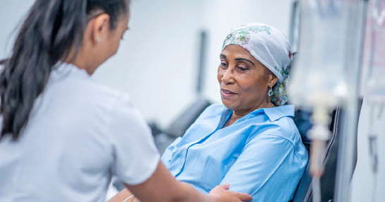 cancer patient and doctor