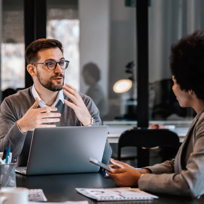 two people in business meeting