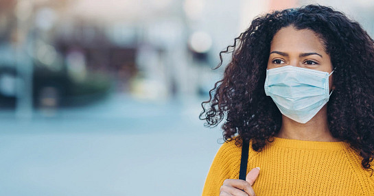 Masked participant in COVID-19 study