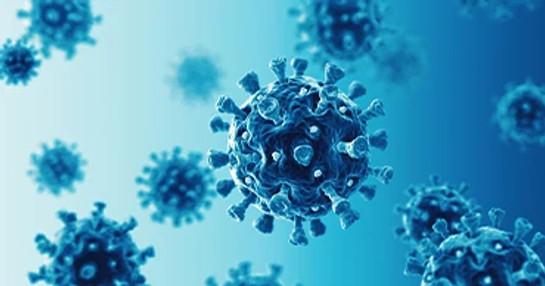 Blue-toned cellular infection graphic