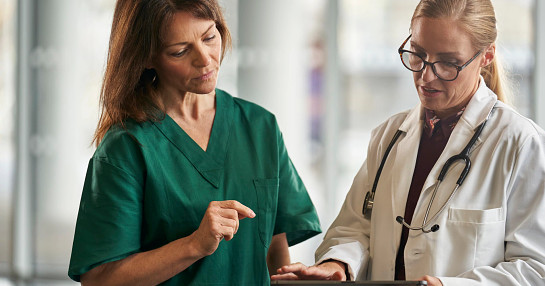 Healthcare professionals collaborating on patient care