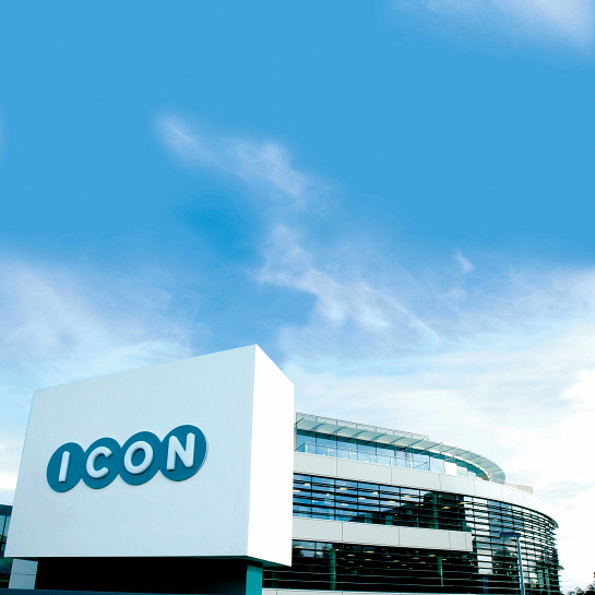 Corporate office building with company branding