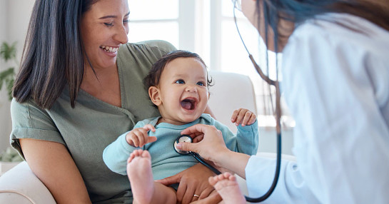 Mother and baby with doctor - paediatrics