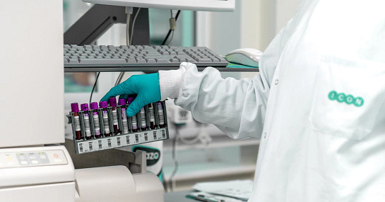 lab worker sampling
