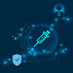 vaccine icon and digital network