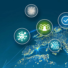 digital globe network with icons