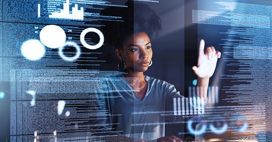 woman working on hologram
